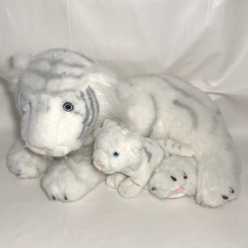 Large White Tiger Plush and Cub Vintage Mirage Stuffed Animal Siegfried & Roy
